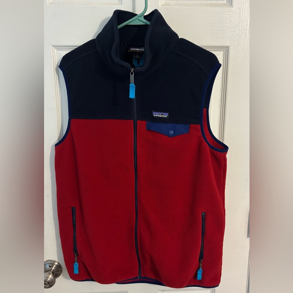 Patagonia Red and Navy Fleece Vest